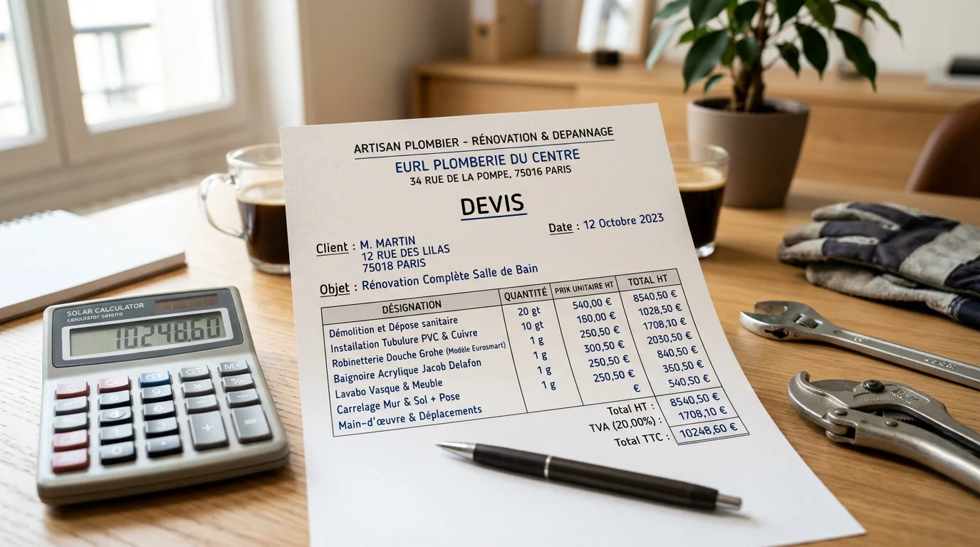Devis de débouchage de canalisation avec calculatrice et outils