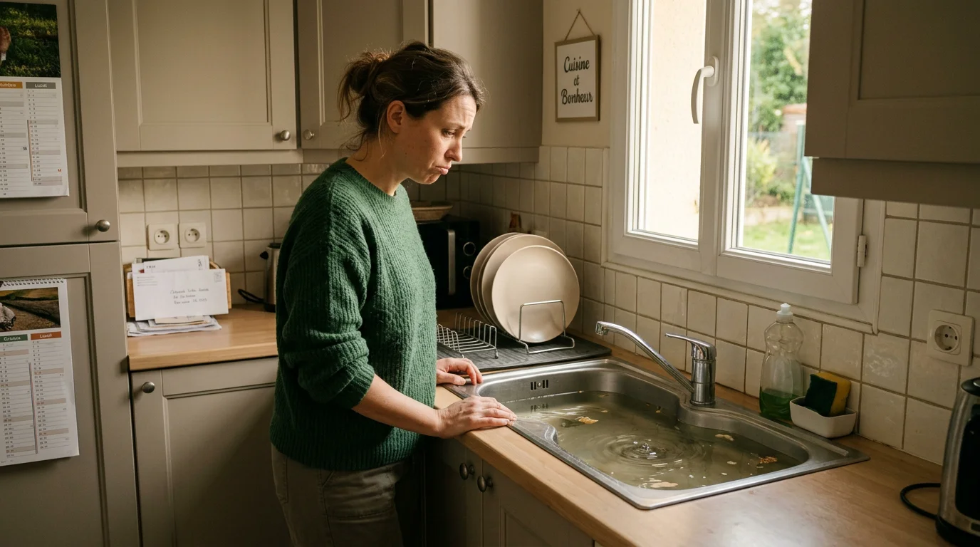 Particulier constatant un évier bouché à la maison