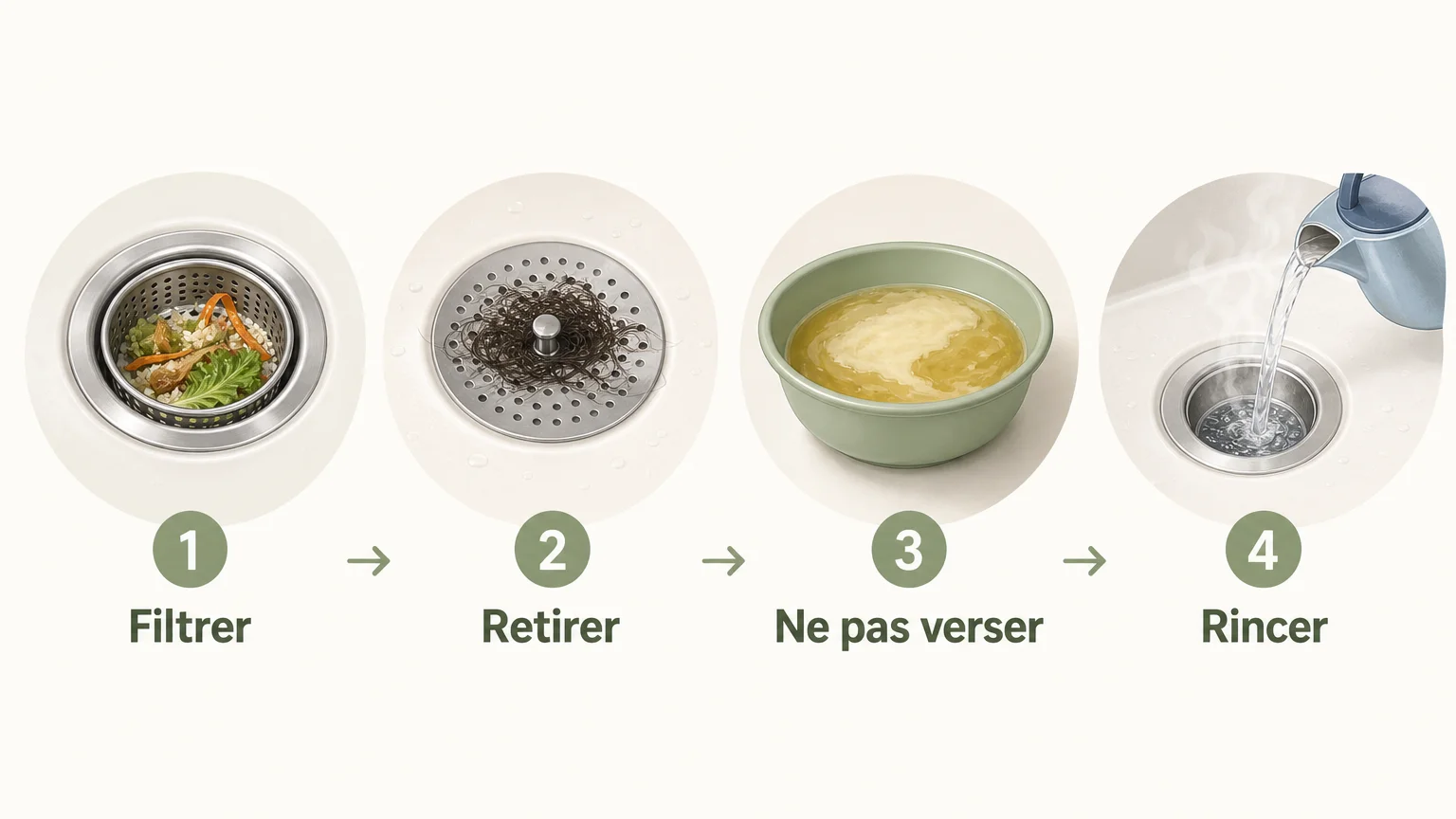 Checklist illustrée pour prévenir les bouchons de canalisation