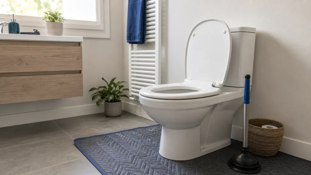WC bouché dans une salle de bains à Metz
