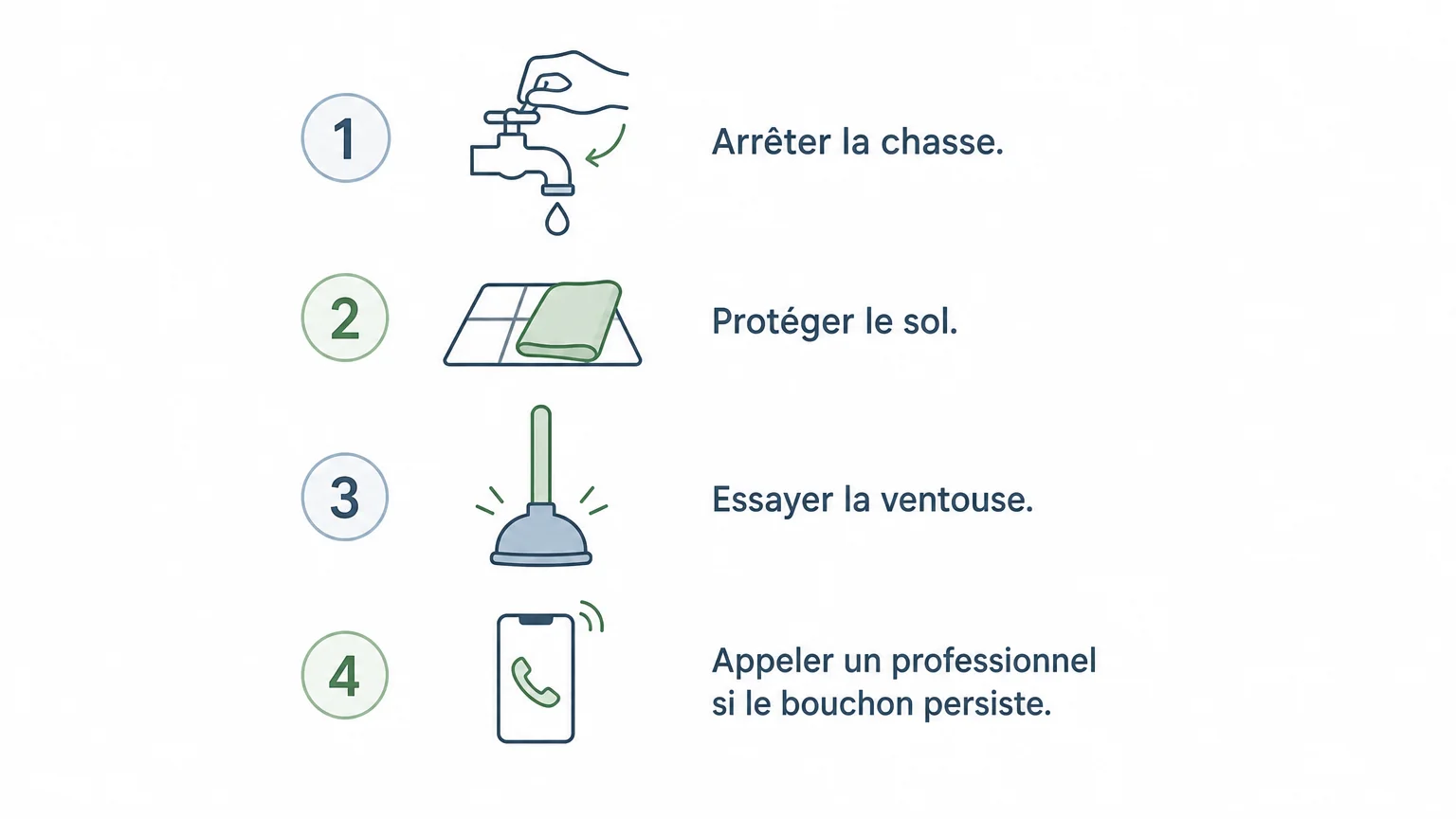 Liste de contrôle pour réagir face à un WC bouché