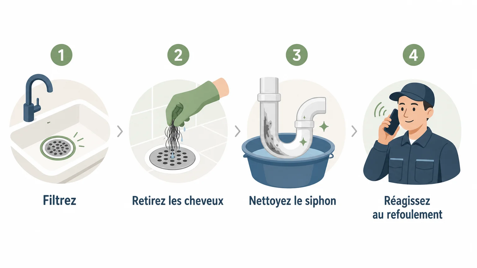 Checklist des gestes pour prévenir les bouchons de canalisation