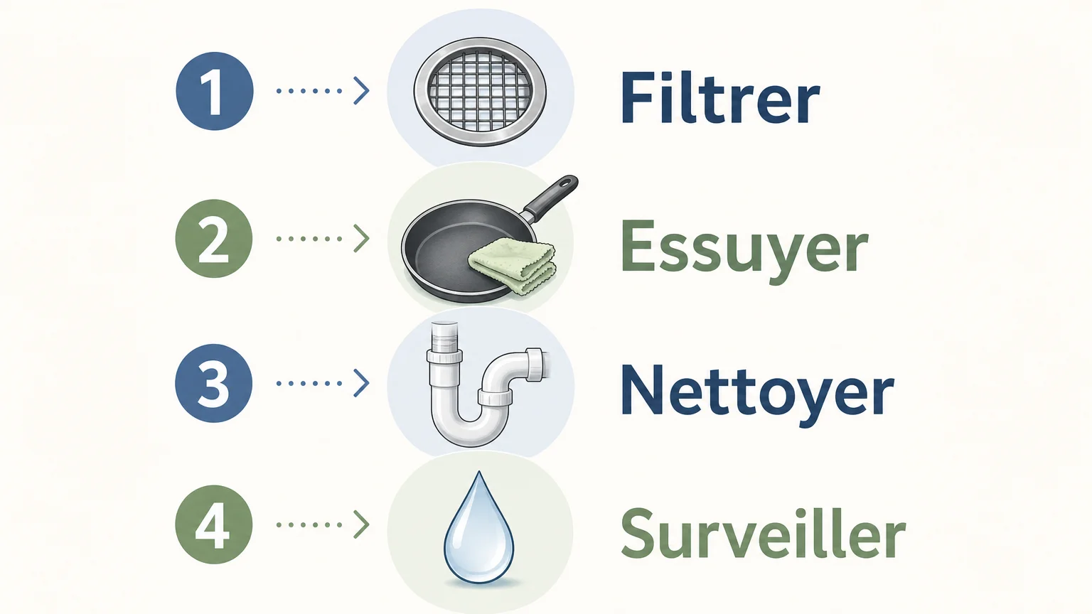 Checklist illustrée des gestes pour prévenir les bouchons de canalisation