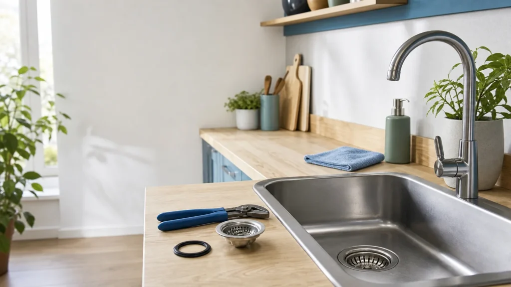 Évier domestique et accessoires pour prévenir les bouchons de canalisation