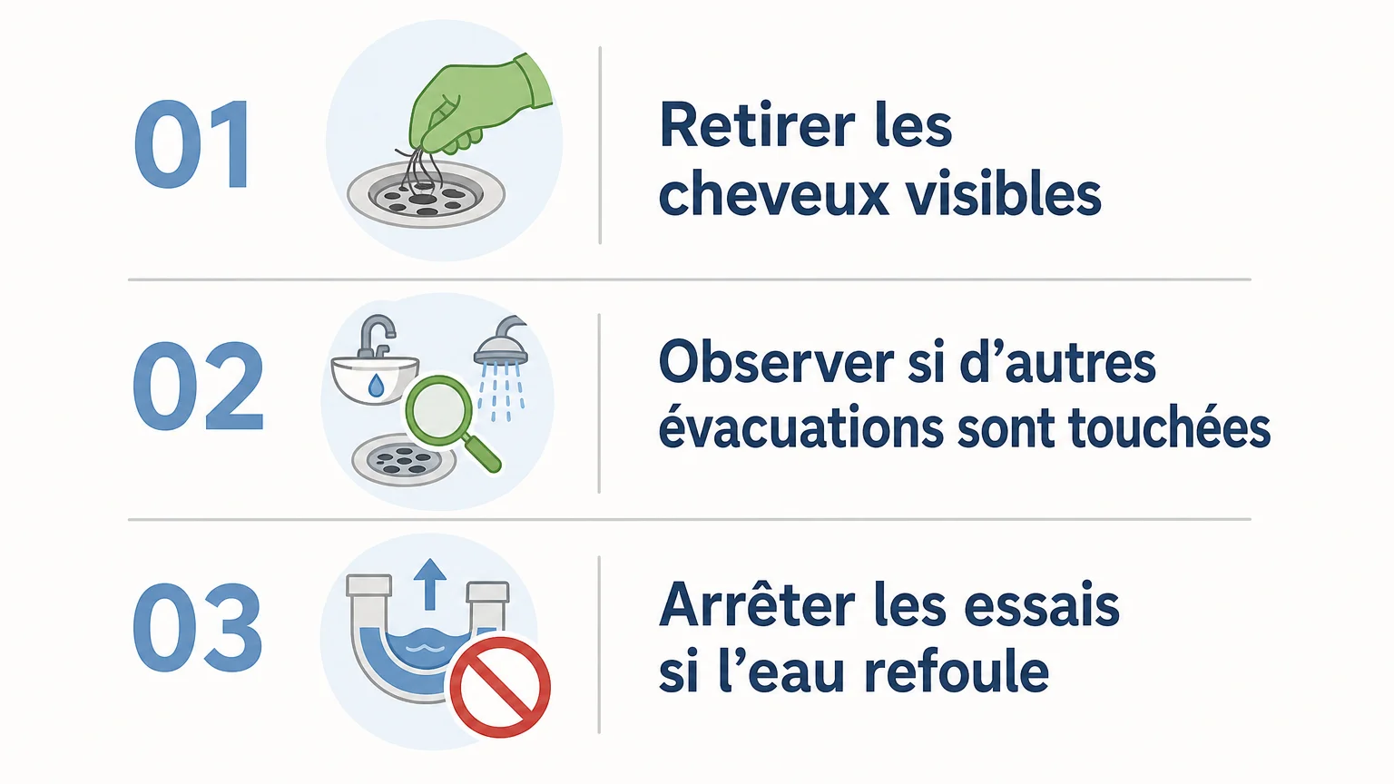 Checklist des premiers gestes face à une douche bouchée