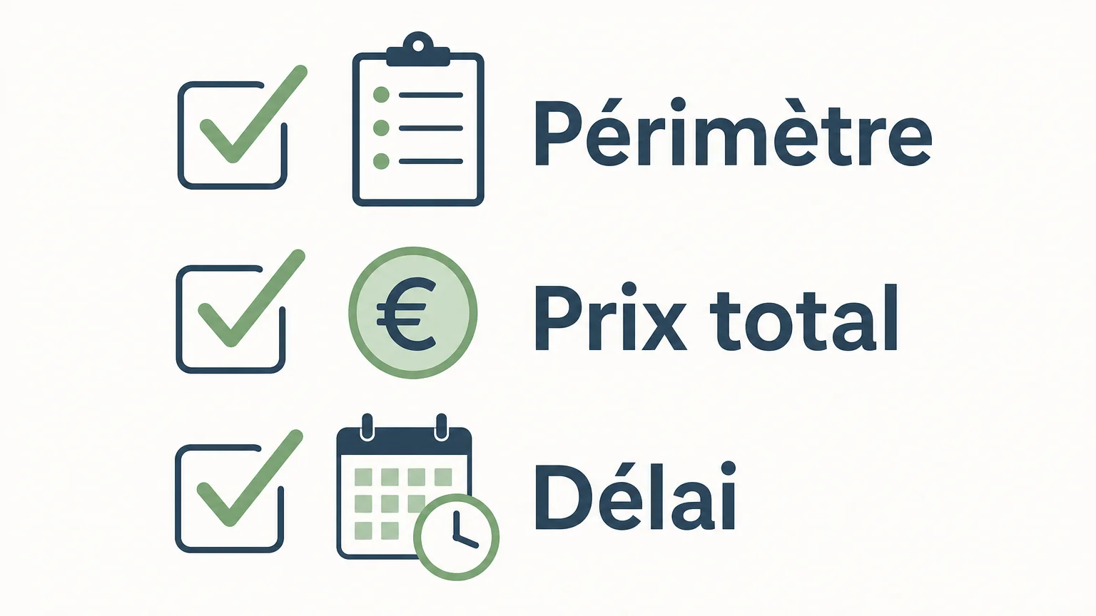 Liste de contrôle pour comparer le périmètre, le prix et le délai d’une intervention